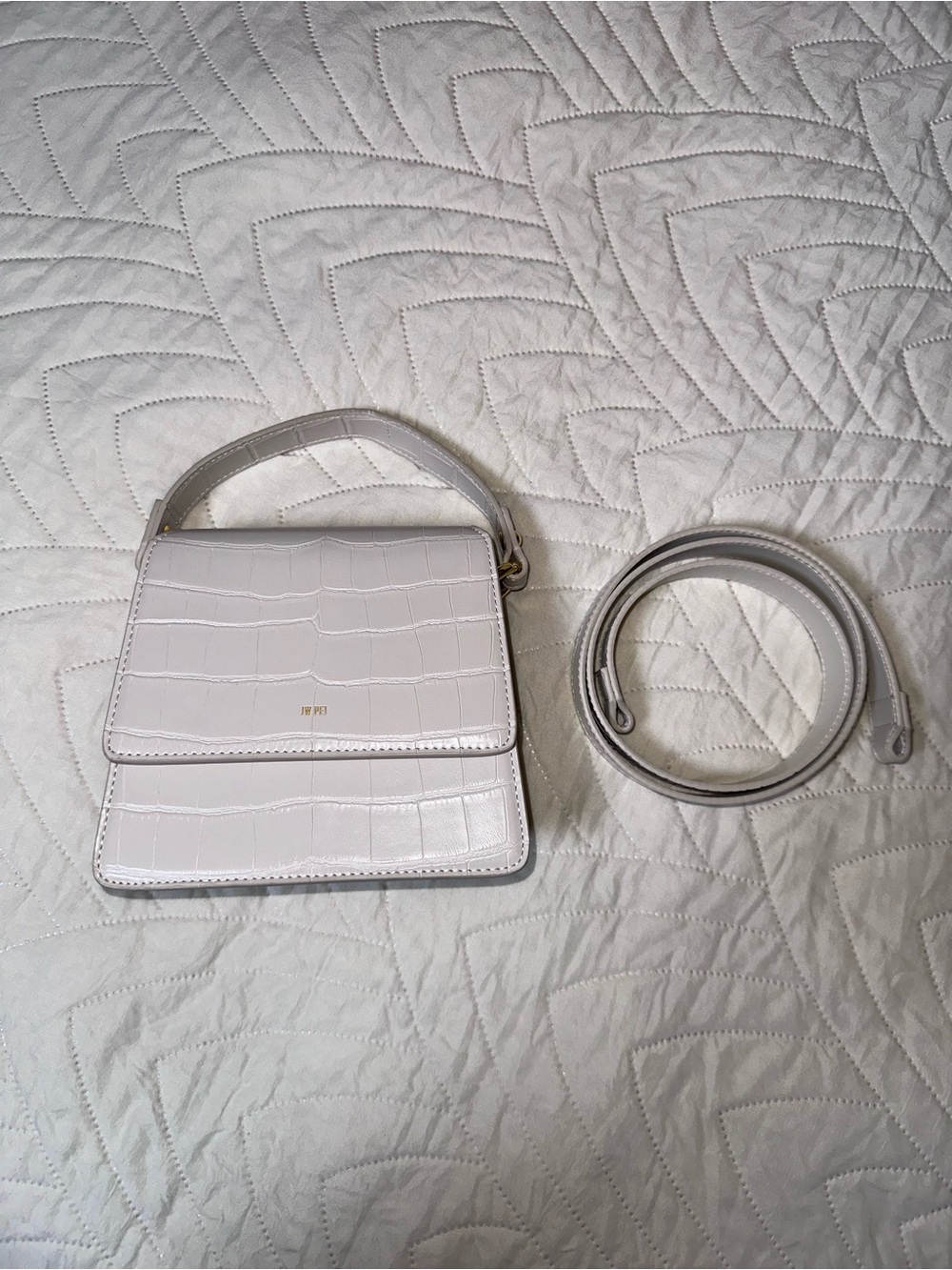 JW PEI Mini Flap Crossbody - Ivory Croc